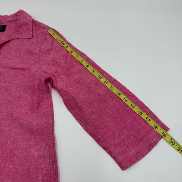 Tahari Women’s 100% Linen Henley 3/4 Sleeve Pink Tunic w/ Side Vents Medium - Picture 11 of 15